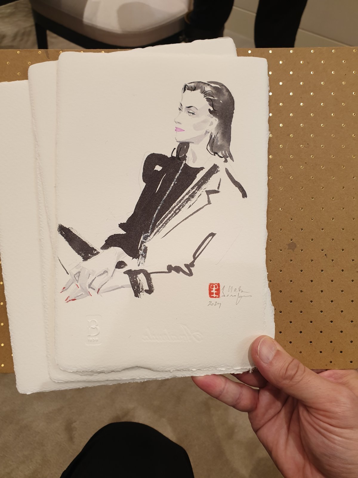 Portrait dessiné en direct pour Boucheron à Genève