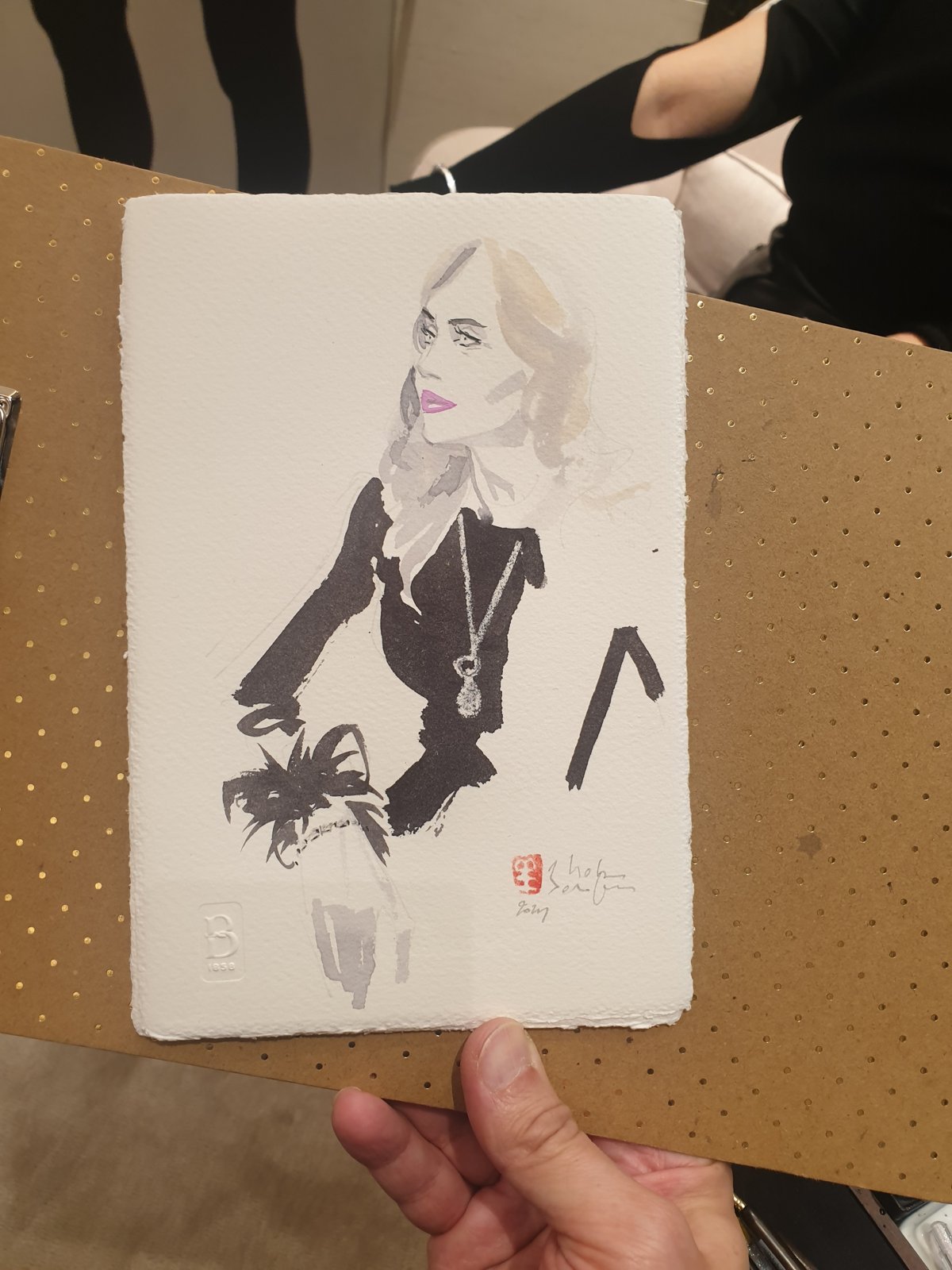 Portrait dessiné en direct pour Boucheron à Genève
