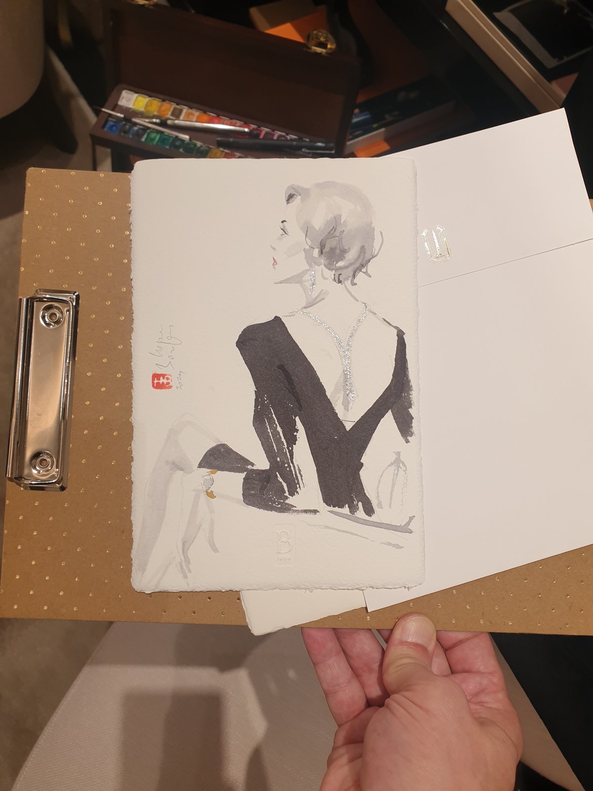 Portrait dessiné en direct pour Boucheron à Genève