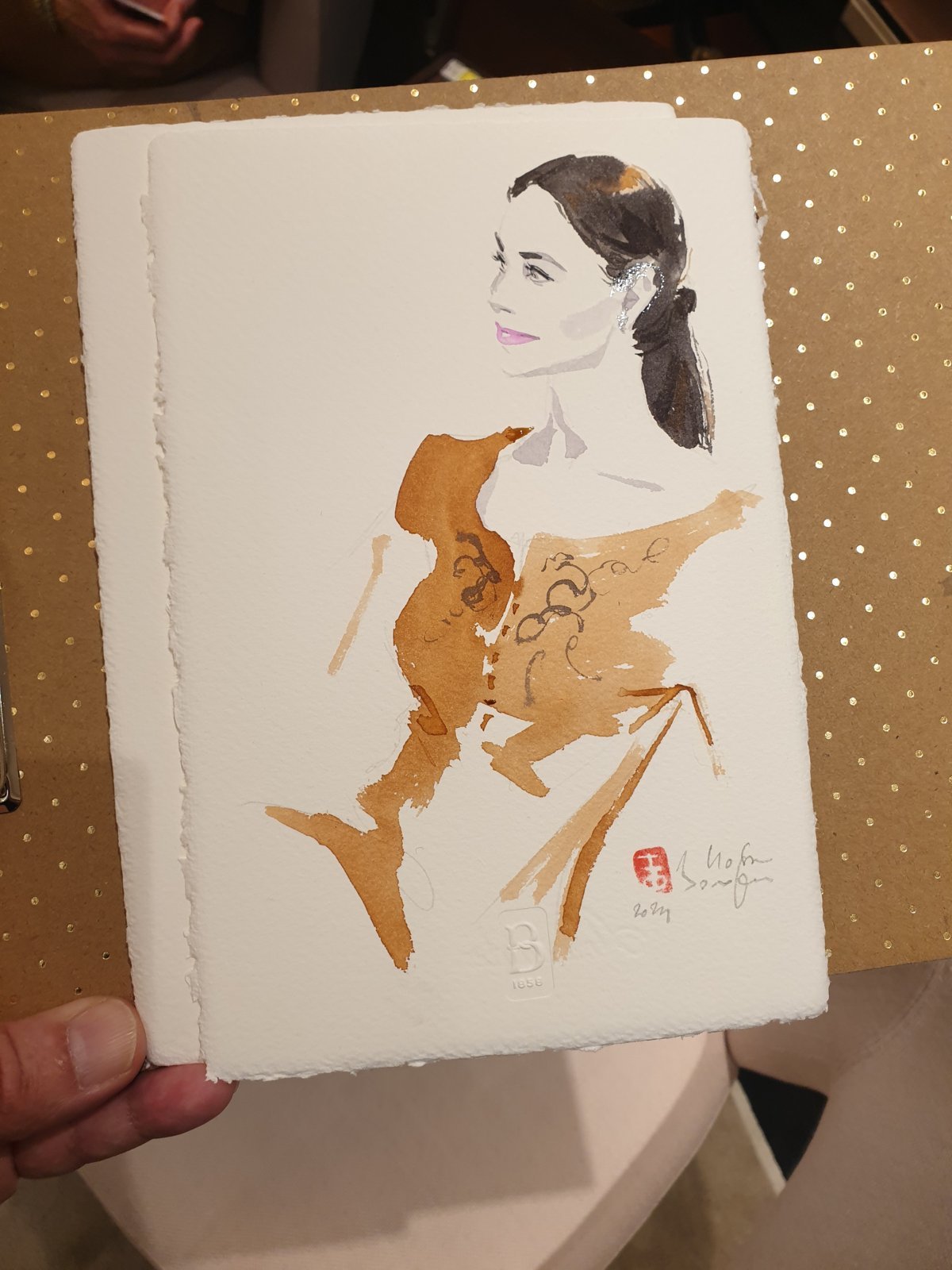 Portrait dessiné en direct pour Boucheron à Genève
