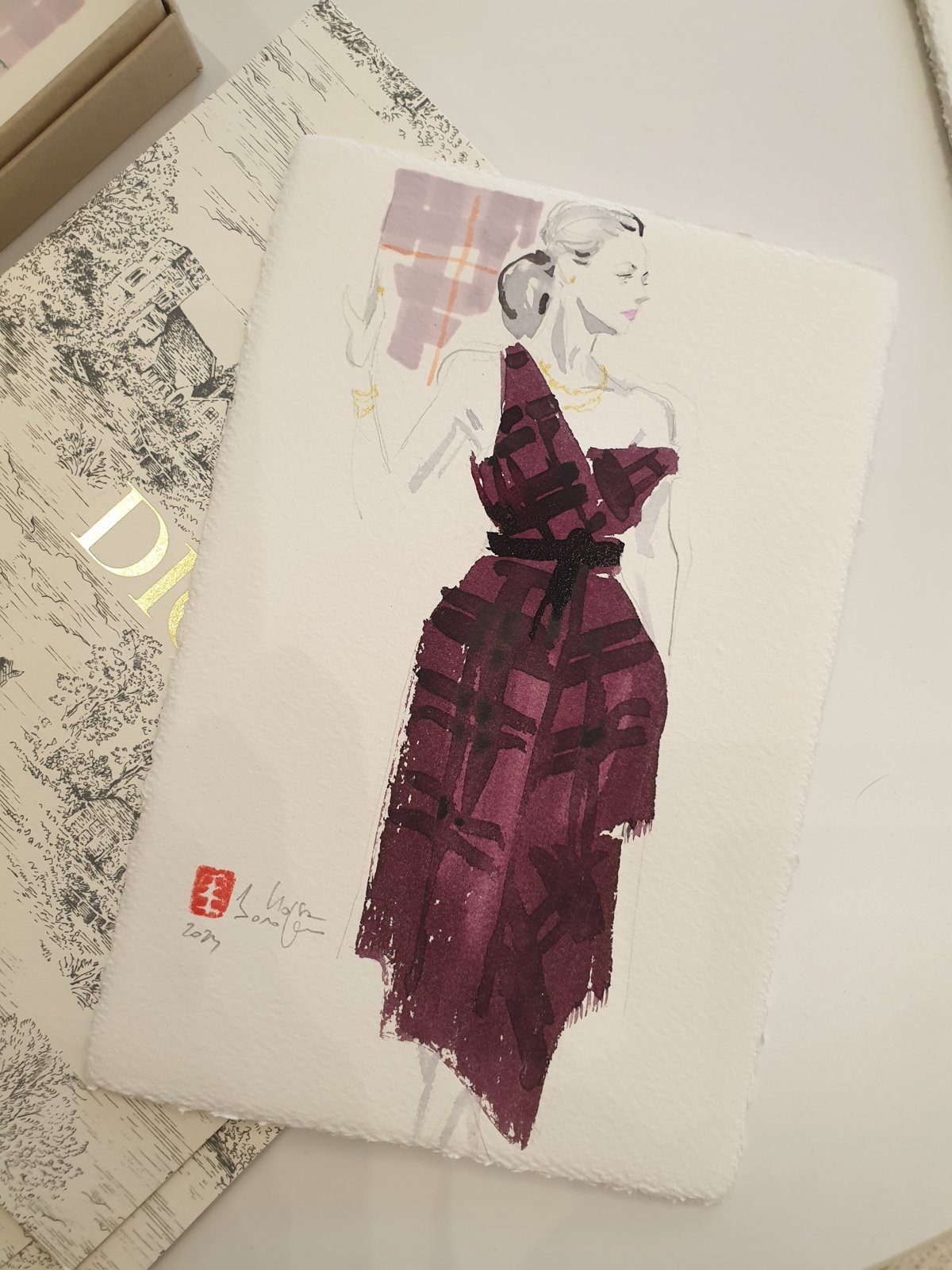 Silhouette de mode dessinée en direct pour Dior à Monaco