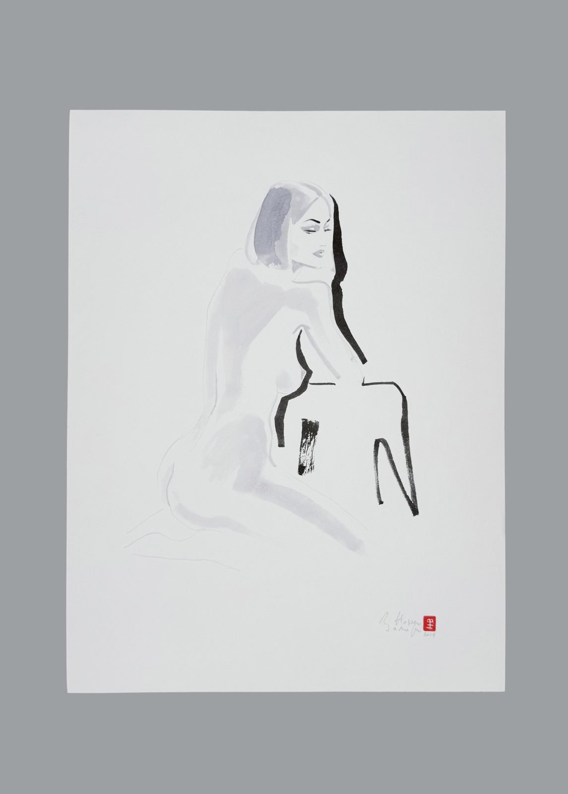 Le Regard, dessin original de mode de Hossein Borojeni