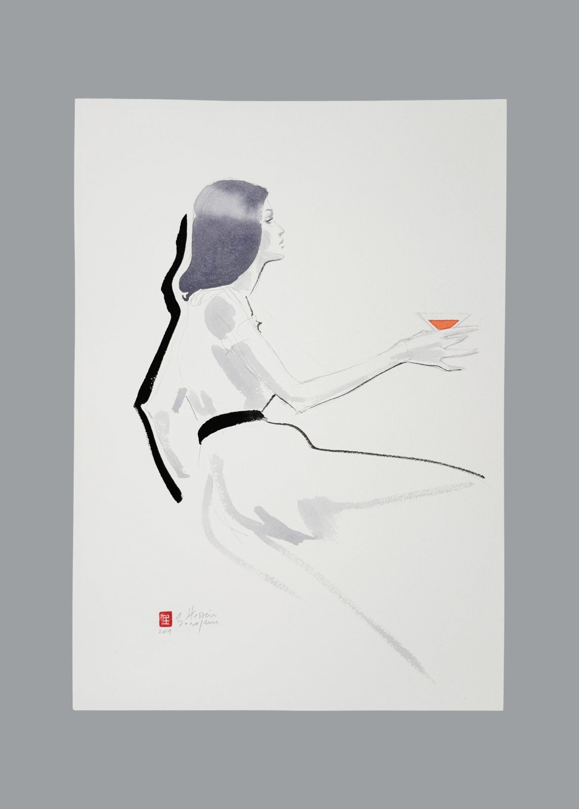 Martini, dessin original de mode de Hossein Borojeni
