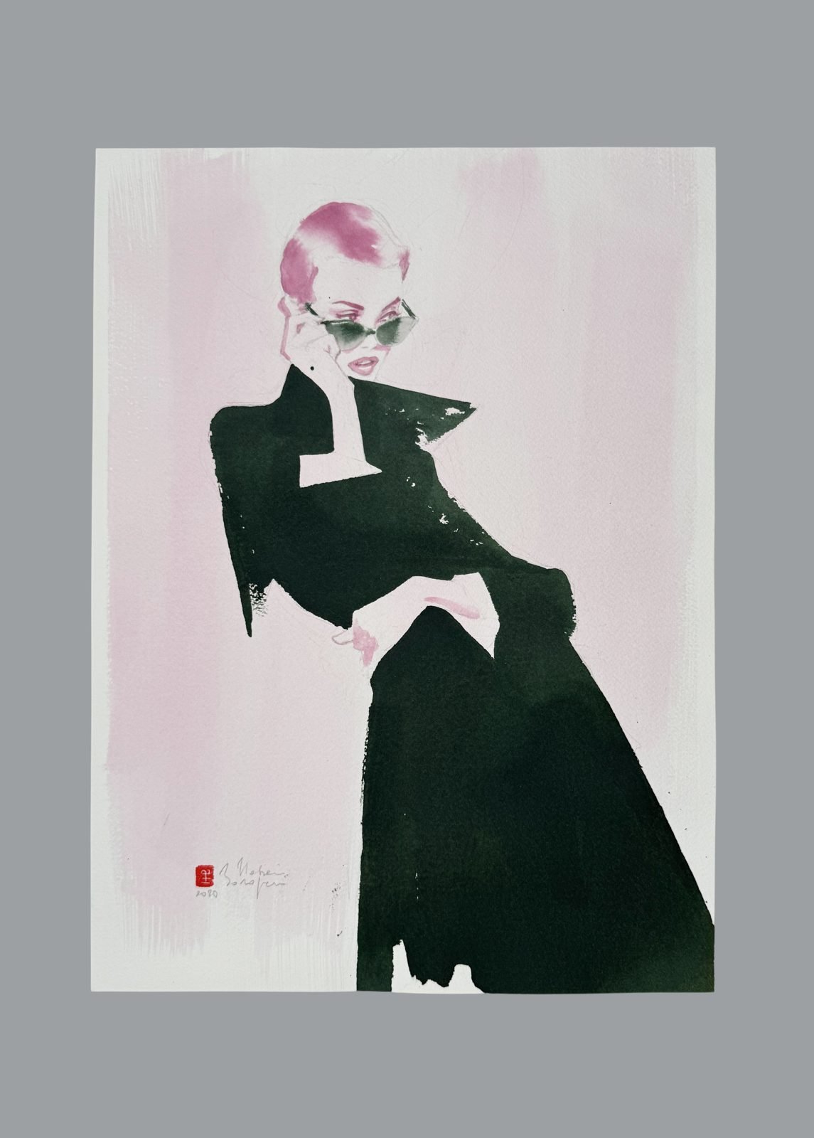 Rosa, dessin original de mode de Hossein Borojeni