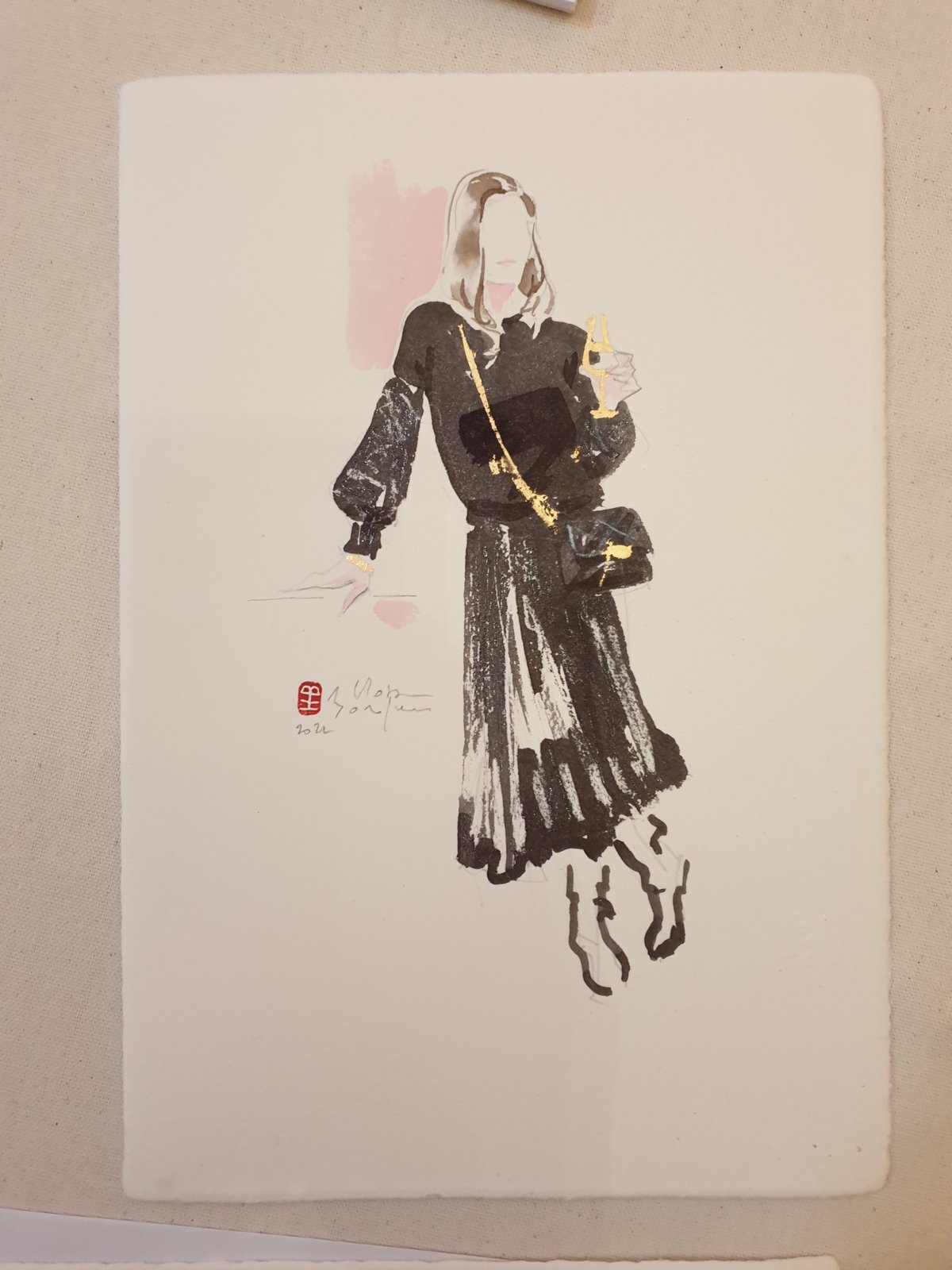 Silhouette dessinée en direct pour Louis Vuitton à Courchevel